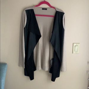 Black Faux Leather Cardigan